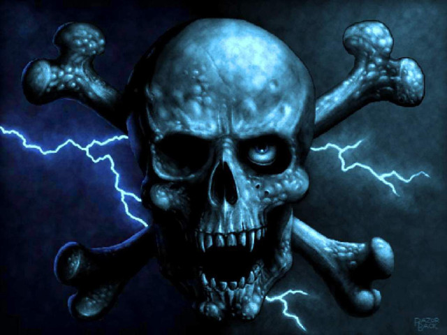 Skull crossbones bones lightning background free wallpaper for desktop - medium preview image