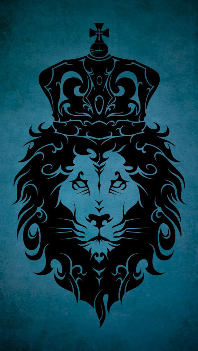 Lion crown black blue background free wallpaper for mobile - medium preview image
