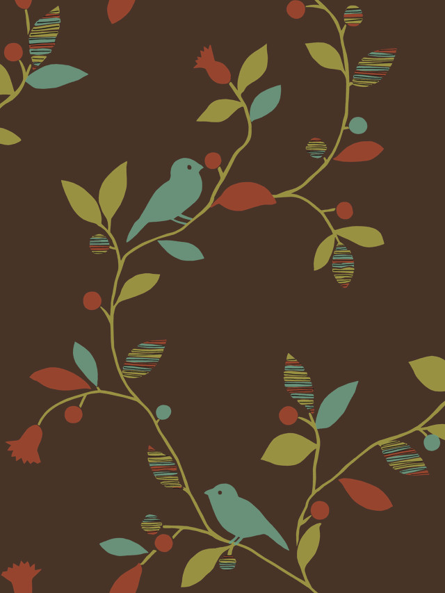 Bird branch leaves berries background free wallpaper for mobile - medium preview image