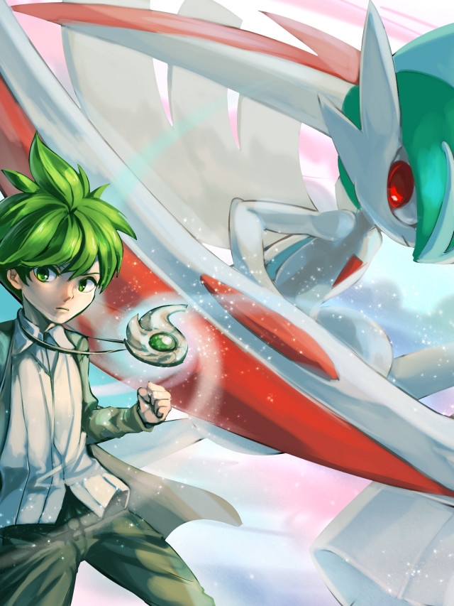 Boy green hair sword white free wallpaper for mobile - medium preview image