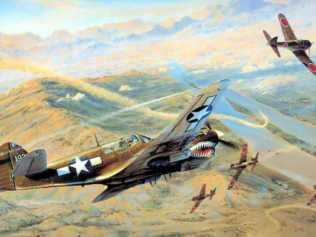 Fighter plane mountain range background free wallpaper for desktop - medium preview image