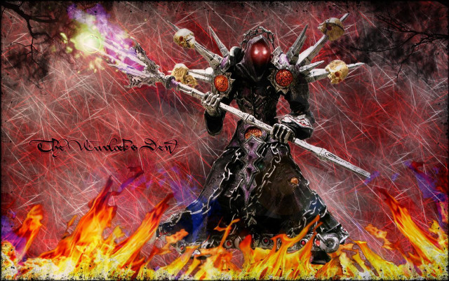 Demonic demon swords fire background free wallpaper for desktop - medium preview image