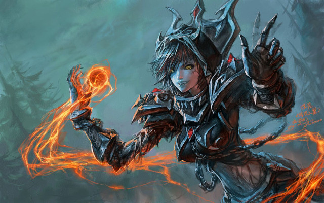 Fantasy character fireball glowing orb free wallpaper for desktop - medium preview image