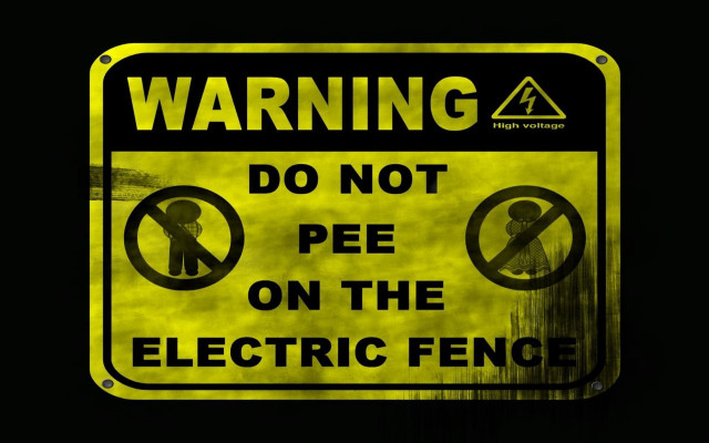 Warning electric fence no peeing free wallpaper for desktop - medium preview image