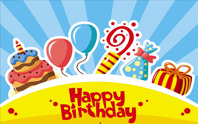 Birthday card balloons gifts celebration free wallpaper for desktop - medium preview image