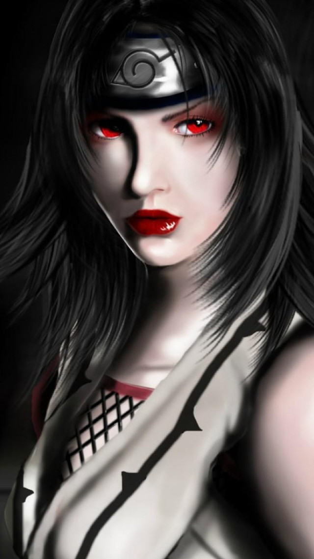 Gothic anime woman redeyes blackoutfit free wallpaper for mobile - medium preview image