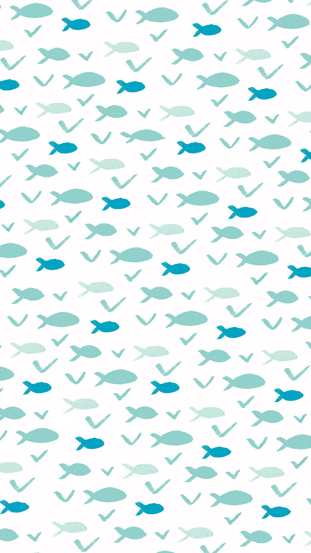 Fish pattern white background blue free wallpaper for mobile - medium preview image