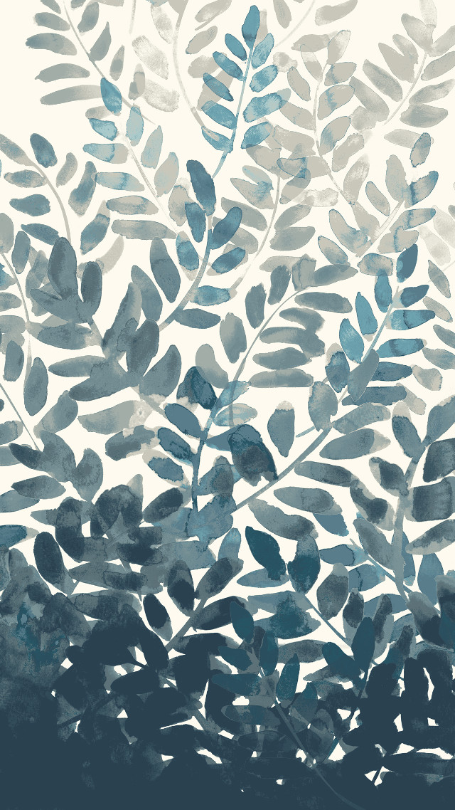 Blue leaves plant painting white free wallpaper for mobile - medium preview image