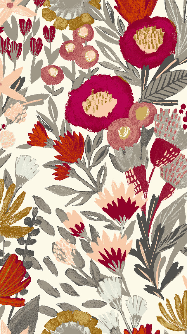 Floral red pattern design image free wallpaper for mobile - medium preview image