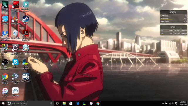 Anime character cellphone cityscape red free wallpaper for desktop - medium preview image