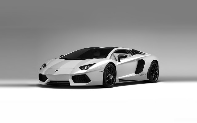 White sports car studio gray free wallpaper for desktop - medium preview image