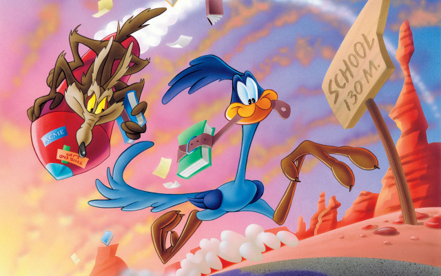 Cartoon bird flying goodbye boss free wallpaper for desktop - medium preview image