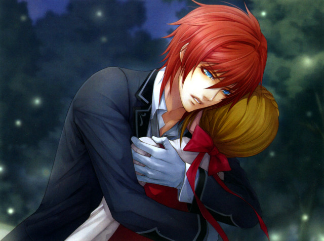 Anime couple hugging trees stars free wallpaper for desktop - medium preview image