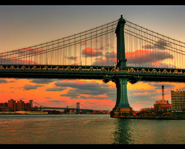 Bridge water city sunset dawn #6 free wallpaper for desktop - medium preview image