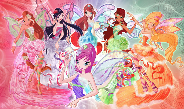 Fairy princesses names pink green free wallpaper for desktop - medium preview image
