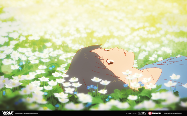 Woman laying field flowers eyes free wallpaper for desktop - medium preview image