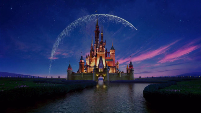 Castle lights water night sky free wallpaper for desktop - medium preview image