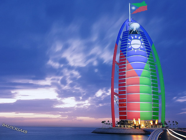 Tall building flag ocean dusk free wallpaper for desktop - medium preview image