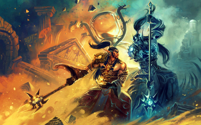 Two men in armor swords free wallpaper for desktop - medium preview image