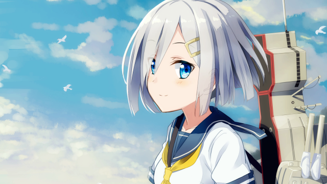 White hair blue eyes anime free wallpaper for desktop - medium preview image