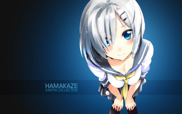 Anime character white hair blue #2 free wallpaper for desktop - medium preview image