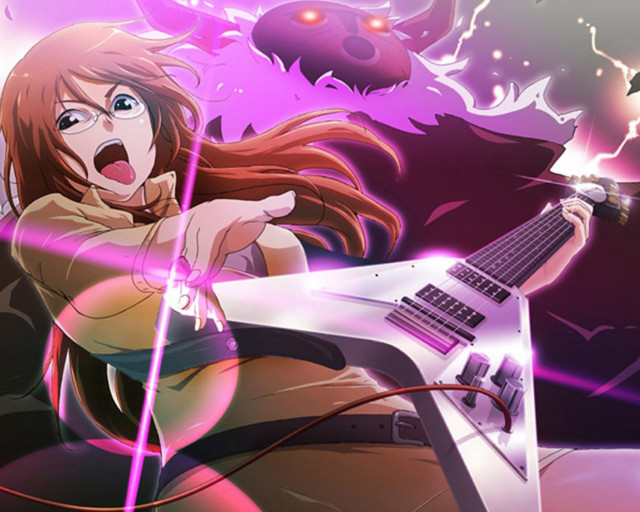 Woman guitar computer lap sitting free wallpaper for desktop - medium preview image