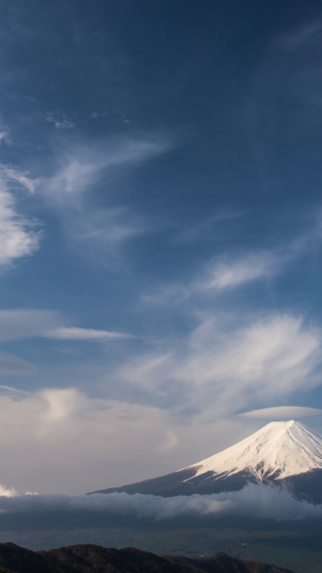 Mountain snowcapped clouds blue sky free wallpaper for mobile - medium preview image