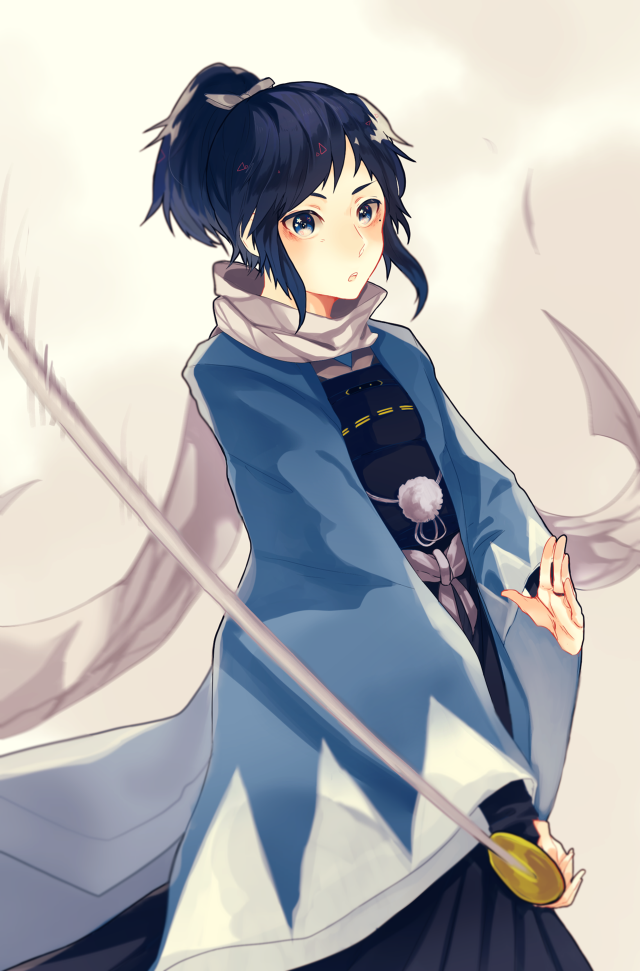 Woman blue white dress sword free wallpaper for mobile - medium preview image