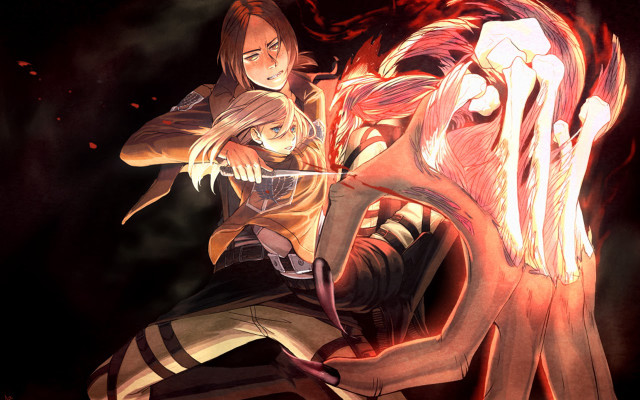 Man woman fighting fireball dark free wallpaper for desktop - medium preview image