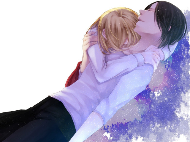 Couple laying snow stars sky free wallpaper for desktop - medium preview image