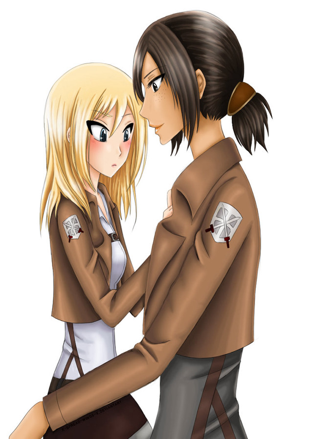 Anime couple hugging smiling hand free wallpaper for mobile - medium preview image