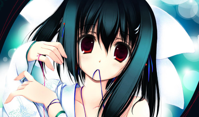 Girl black hair red eyes #4 free wallpaper for desktop - medium preview image