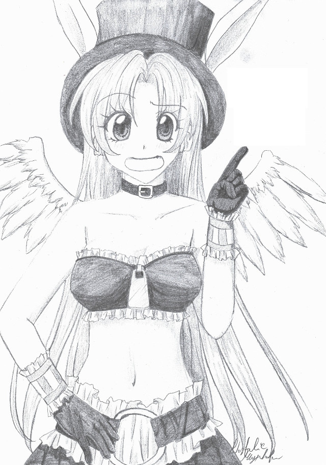 Girl wings top hat gun free wallpaper for mobile - medium preview image