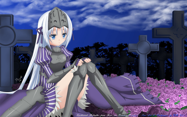 Woman purple dress sitting grave free wallpaper for desktop - medium preview image