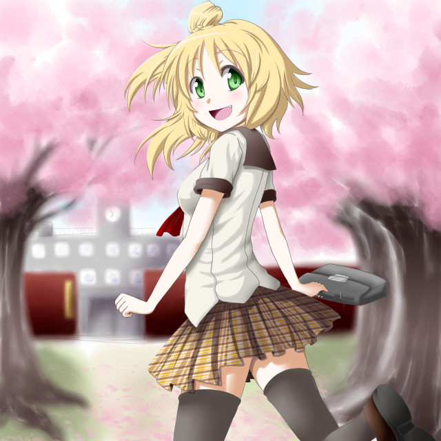 Girl skirt boots walking park free wallpaper for tablet - medium preview image