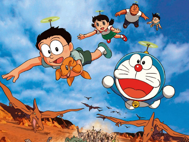 Cartoon character flying background characters free wallpaper for desktop - medium preview image