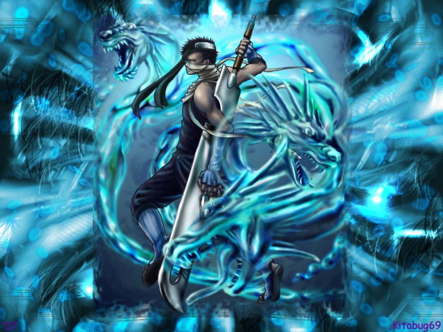 Man sword dragon demon blue free wallpaper for desktop - medium preview image