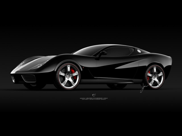 Black sports car red wheels free wallpaper for desktop - medium preview image