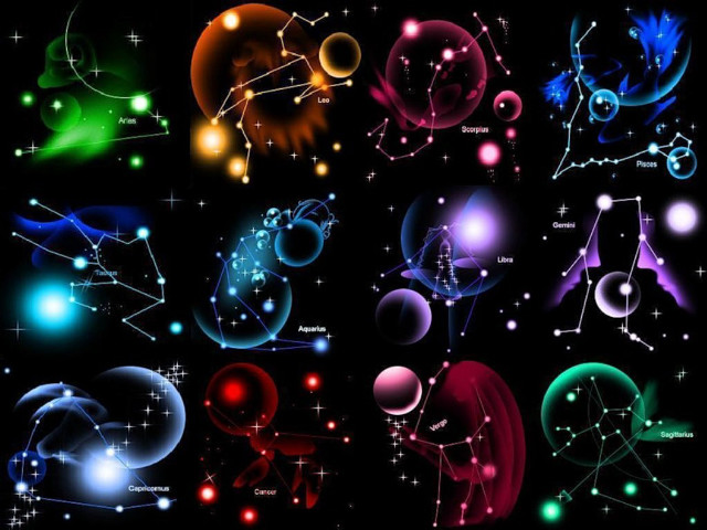 Zodiac signs bright colors black free wallpaper for desktop - medium preview image