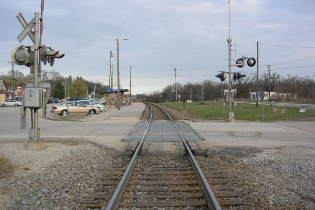 Traintrack car stoplight day sky free wallpaper for desktop - medium preview image