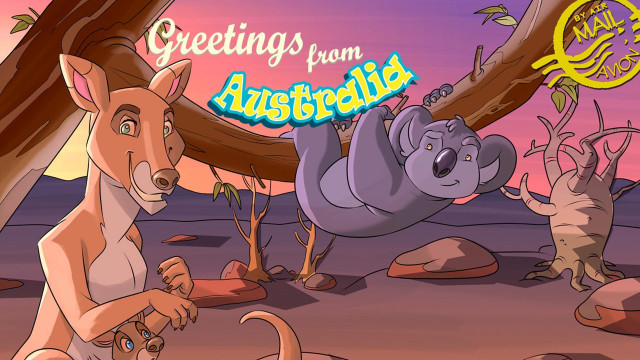 Kangaroo koala desert greetings from free wallpaper for desktop - medium preview image