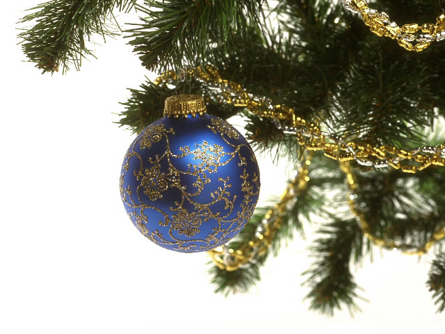 Blue ornament tree branch gold free wallpaper for desktop - medium preview image