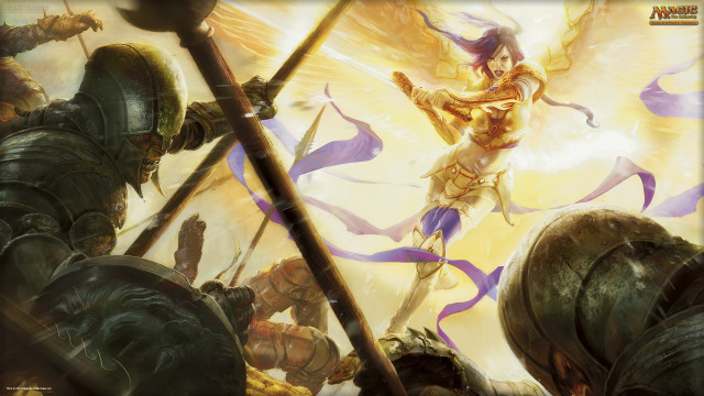 Woman sword group men armor free wallpaper for desktop - medium preview image