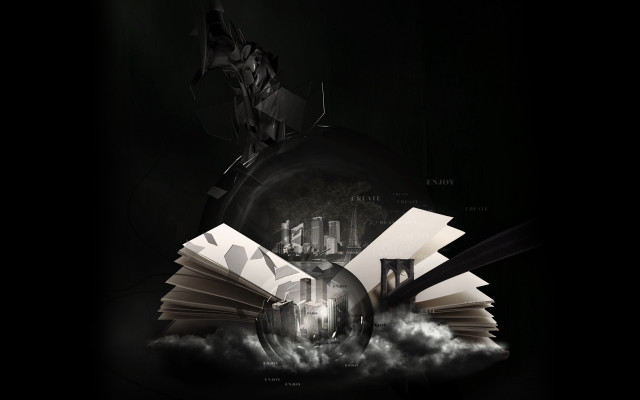 Flying book black background white #3 free wallpaper for desktop - medium preview image