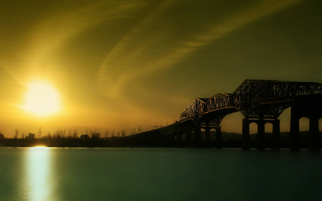 Bridge water sky sun clouds #4 free wallpaper for desktop - medium preview image