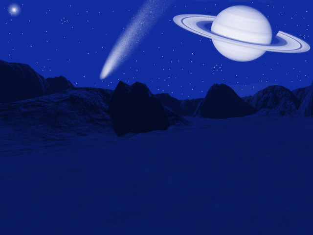 Distant planet star mountain night free wallpaper for desktop - medium preview image