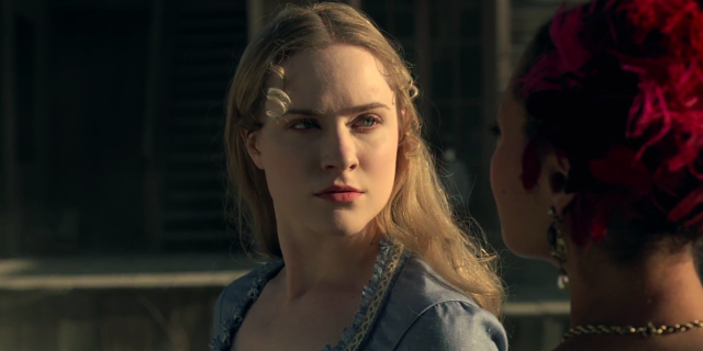 Blonde woman blue shirt redhair free wallpaper for desktop - medium preview image