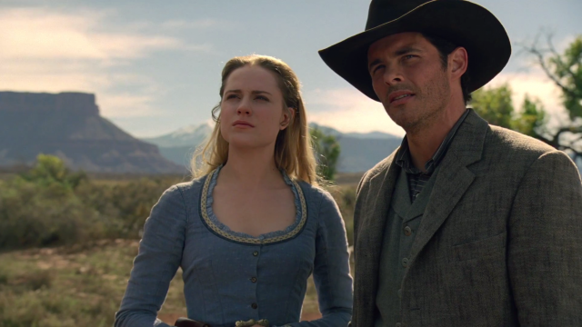 Man woman field mountains sky free wallpaper for desktop - medium preview image