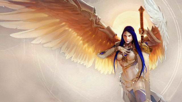 Woman sword wings body sword free wallpaper for desktop - medium preview image
