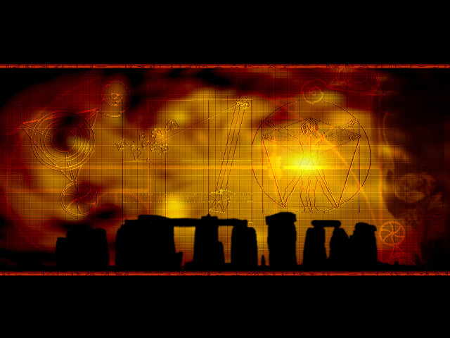 Stonehenges red background yellow light free wallpaper for desktop - medium preview image